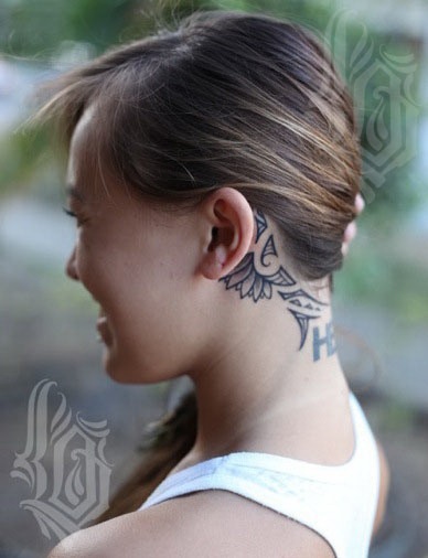 Polynesian Neck Tattoo Design