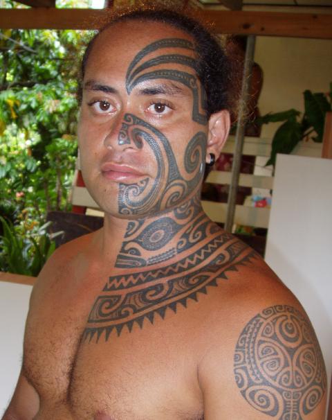 Polynesian Tattoo On neck