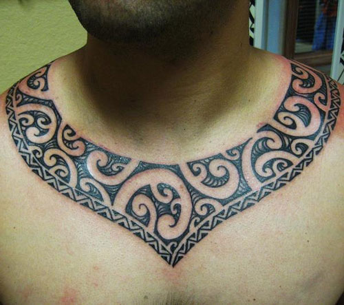 Polynesian Tribal Neck Tattoo