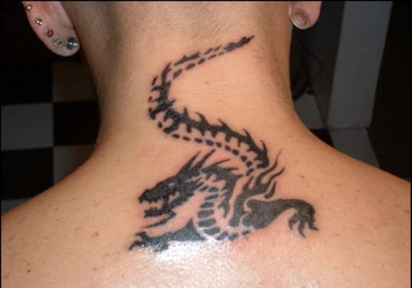 Pretty Dragon Neck Tattoo