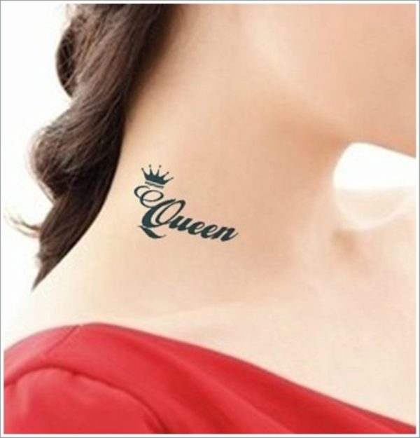 Queen Crown Neck Tattoo