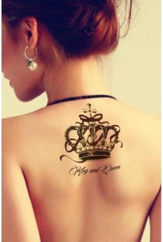 Queen Crown Tattoo On Neck