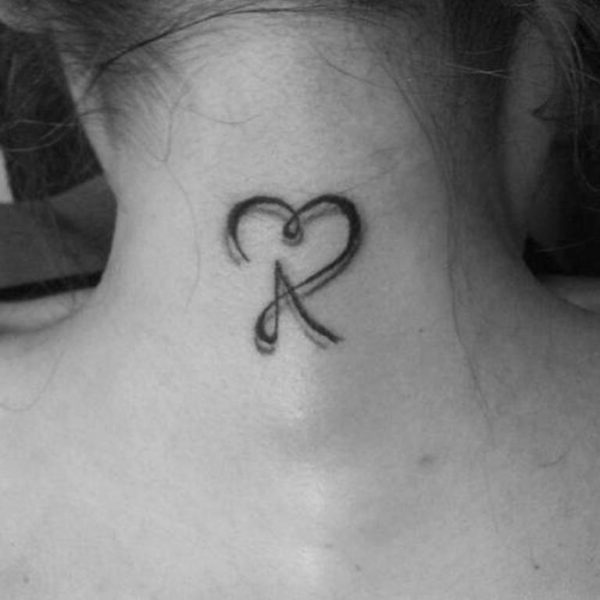R Word Tattoo On Neck Back