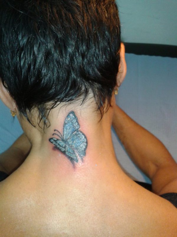 Realistic Blue Butterfly Tattoo