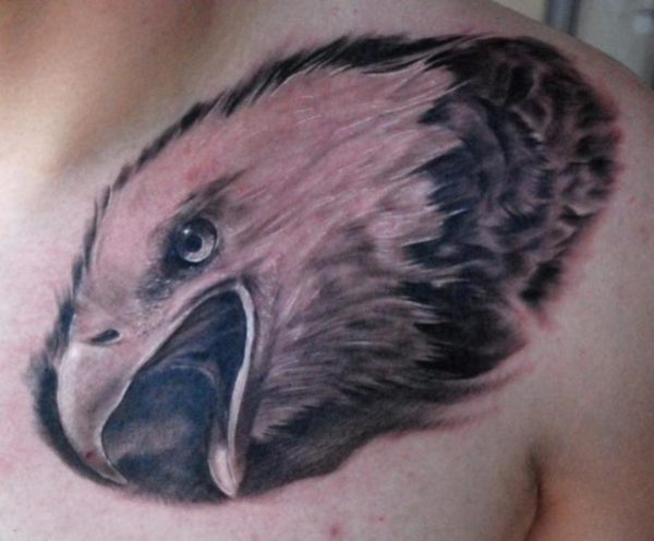 Realistic Eagle Tattoo On Neck