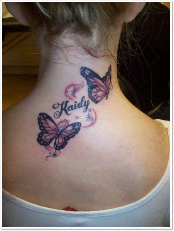 Red And Black Butterfly Wings Tattoo 