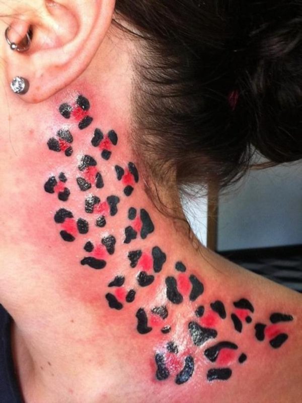 Red And Black Neck Tattoo Design