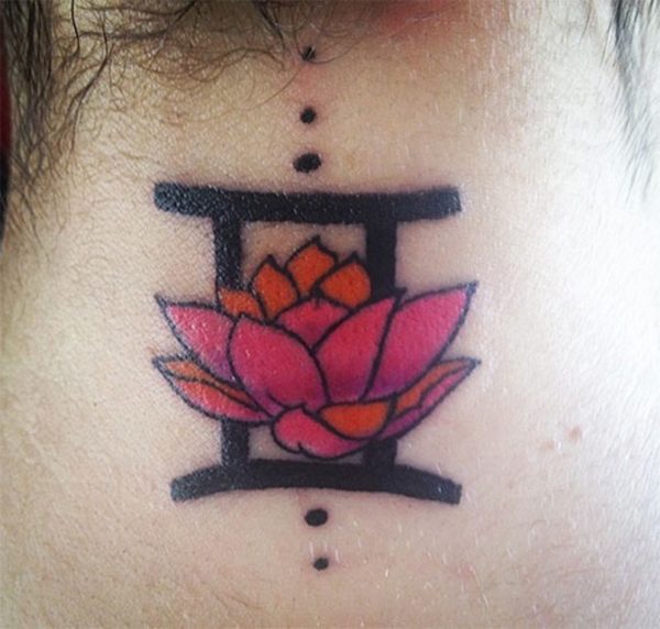Red Lotus Neck Tattoo Design