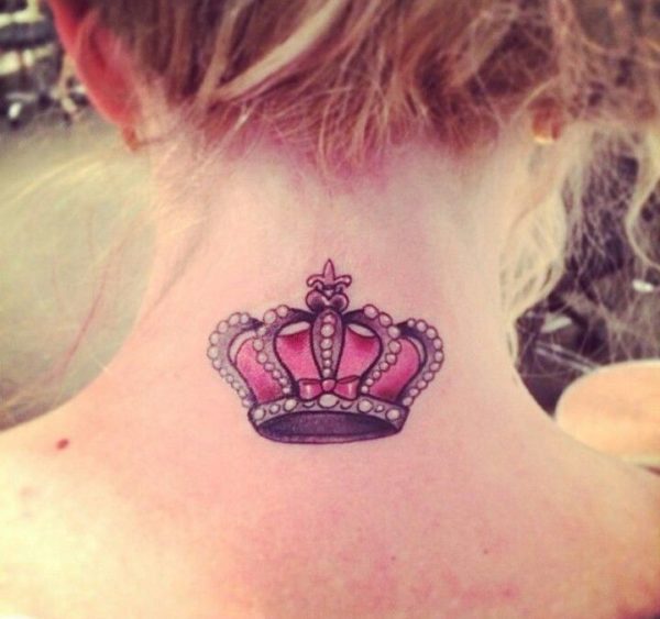 Red Queen Tattoo Crown On Neck