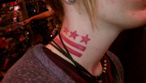 Red Stars Tattoo On Neck