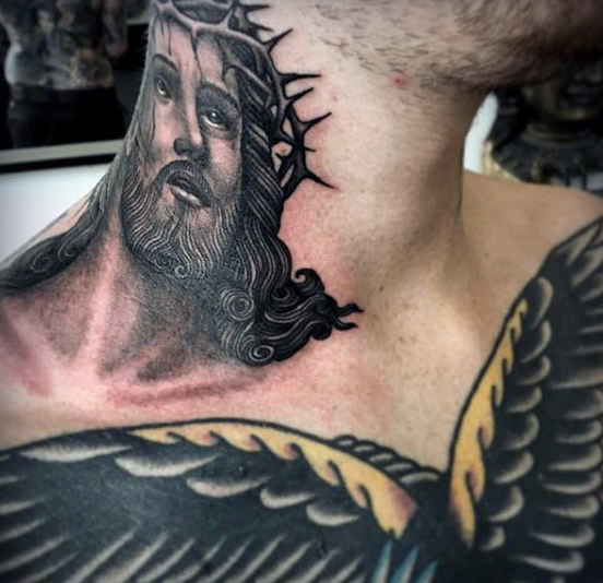 Religious Neck Tattoo Design