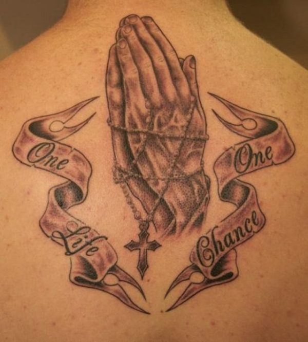 Religious Praying Hands Neck Tattoo Design