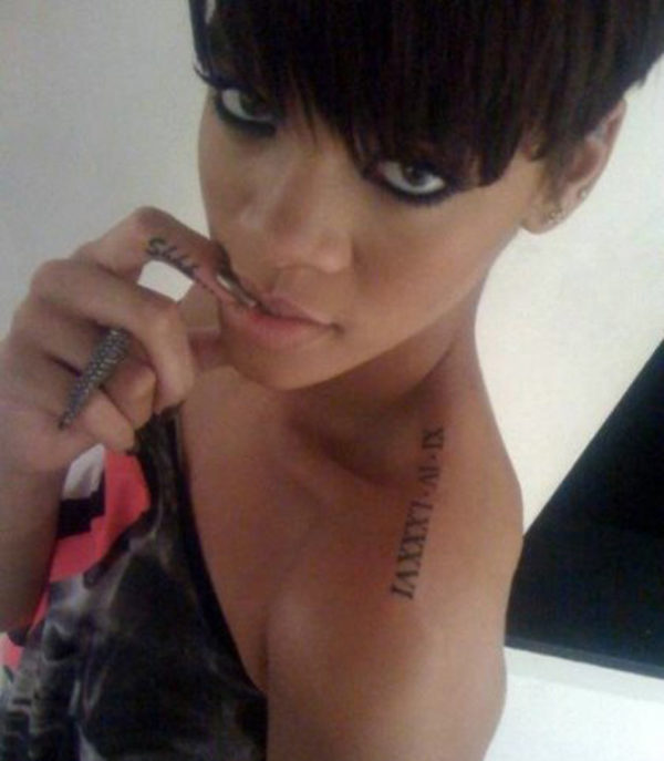 Rihanna  Roman Numeral Words Tattoo