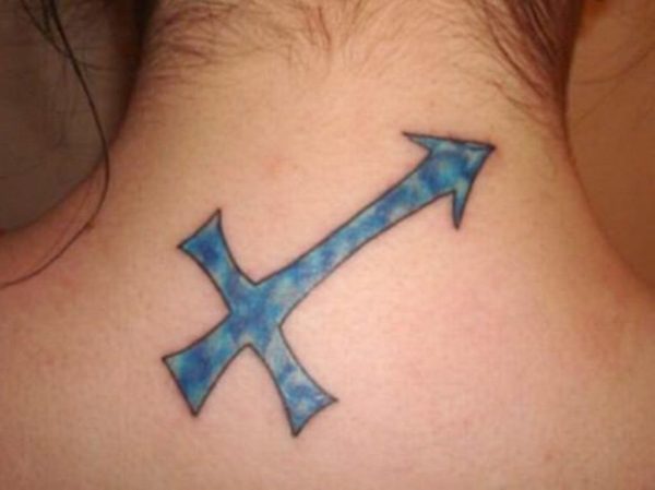 Sagittarius Tattoo On Neck