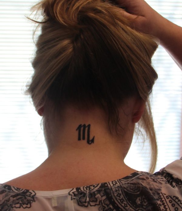 Scorpio Tattoo On Back Neck