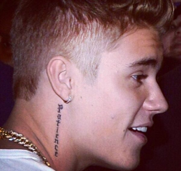 Simple Bieber Neck Tattoo