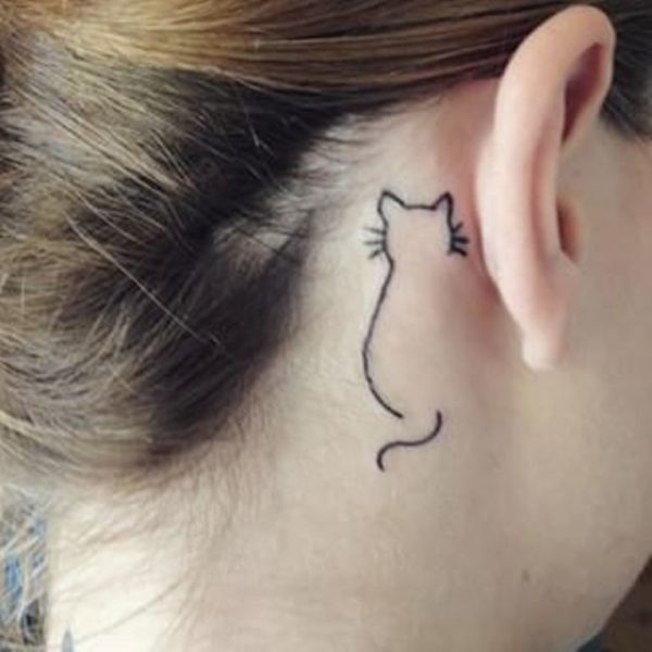 Simple Cat Neck Tattoo