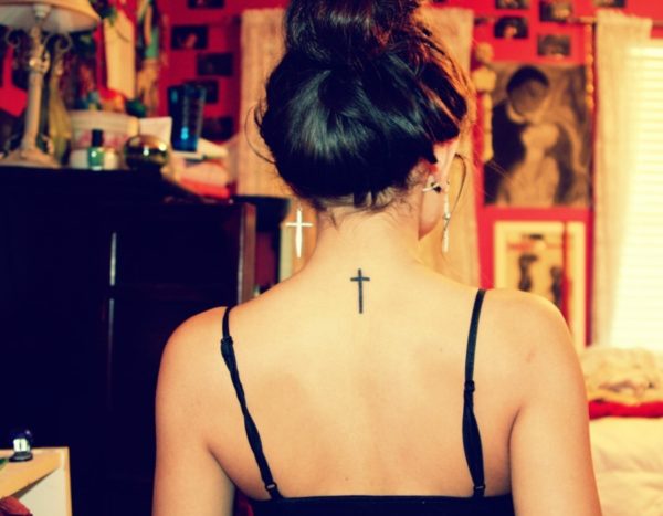 Simple Cross Tattoo For Woman