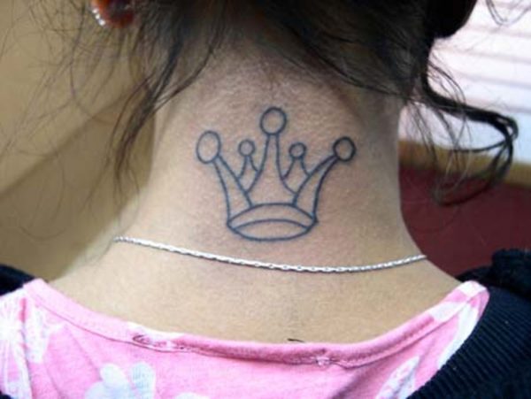 Simple Crown Tattoo On Neck