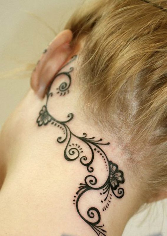 Simple Flower Tattoo On Neck