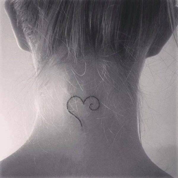 Simple Half Heart Neck Tattoo