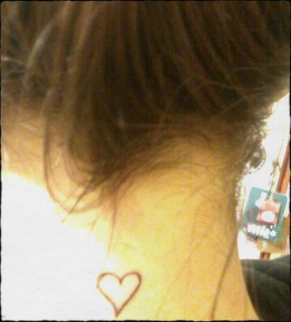 Simple Heart Tattoo On Neck