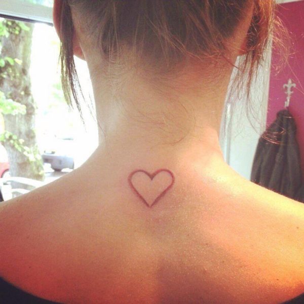 Simple Heart Tattoo On Neck