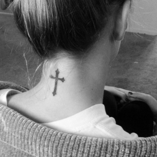 Simple Neck Cross Tattoo