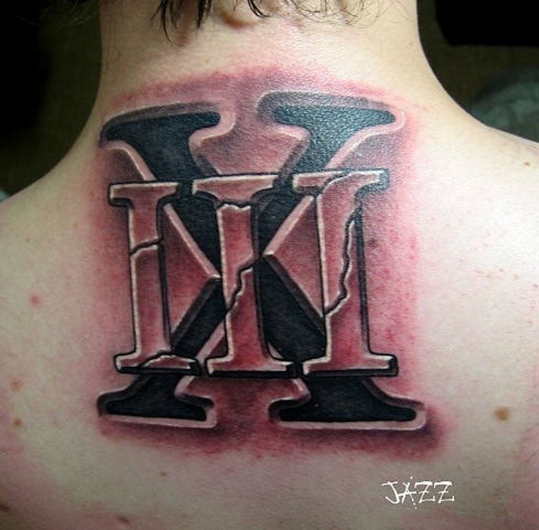 35 Abstract Neck Letters Tattoo