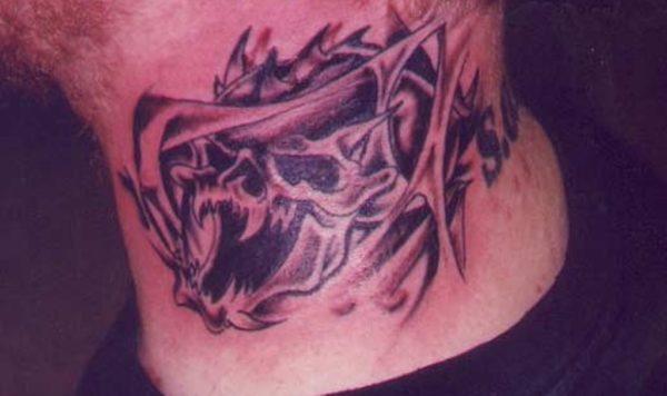 Simple Skull Tattoo On Neck