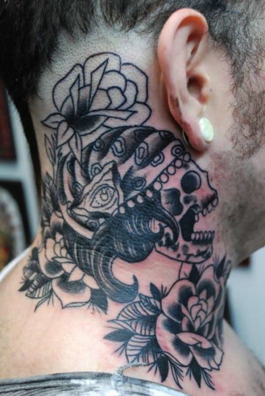 Skull And Rose Tattoo