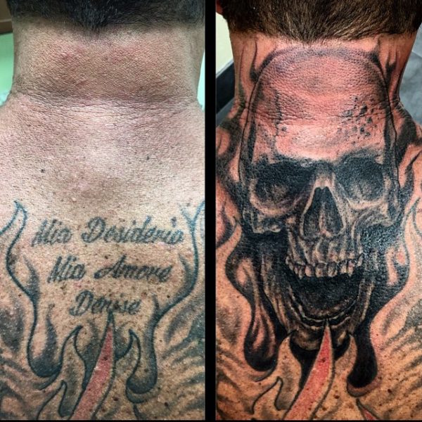 Skull Tattoo On Neck