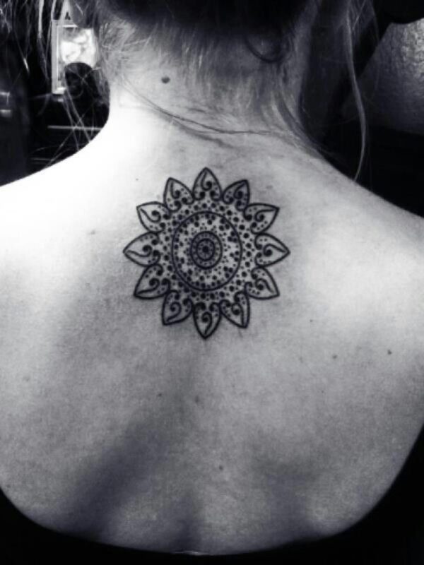 Small Back Neck Mandala Tattoo