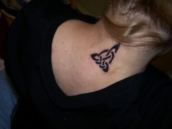 Small Black Celtic Tattoo On Neck