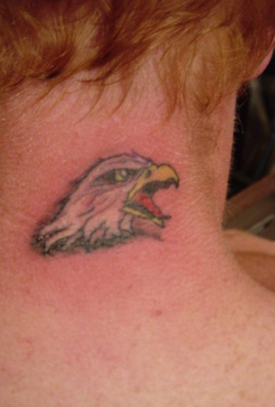 Small Eagle Tattoo On Neck