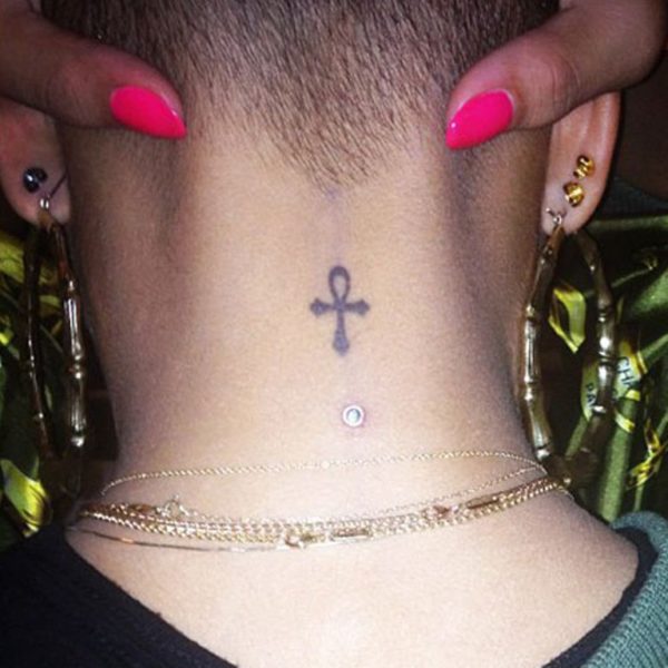 Small Egyptian Tattoo On Neck