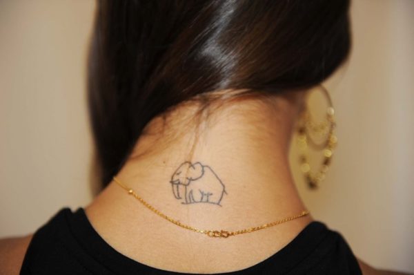 Small Elephant Neck Tattoo