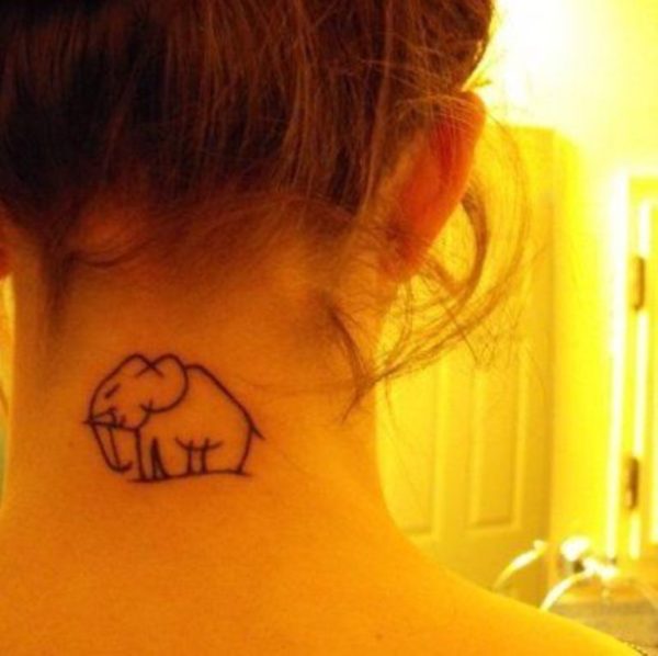 Small Elephant Tattoo On Neck Back