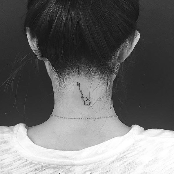 Small Elephant Tattoo On Neck