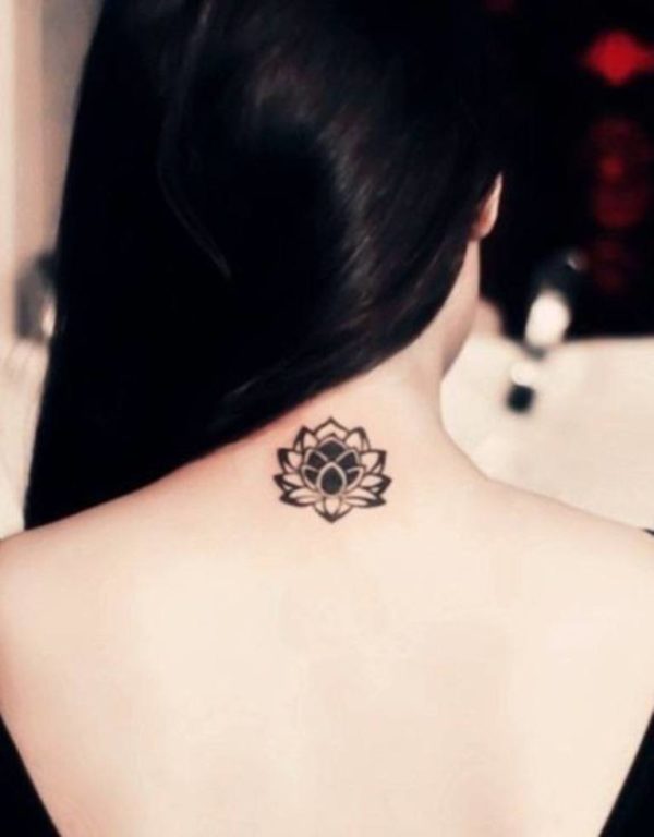 Small Japanese Flower  Neck Tattoo