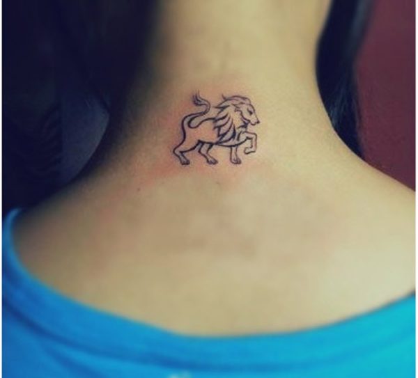 Small Leo Tattoo On Neck