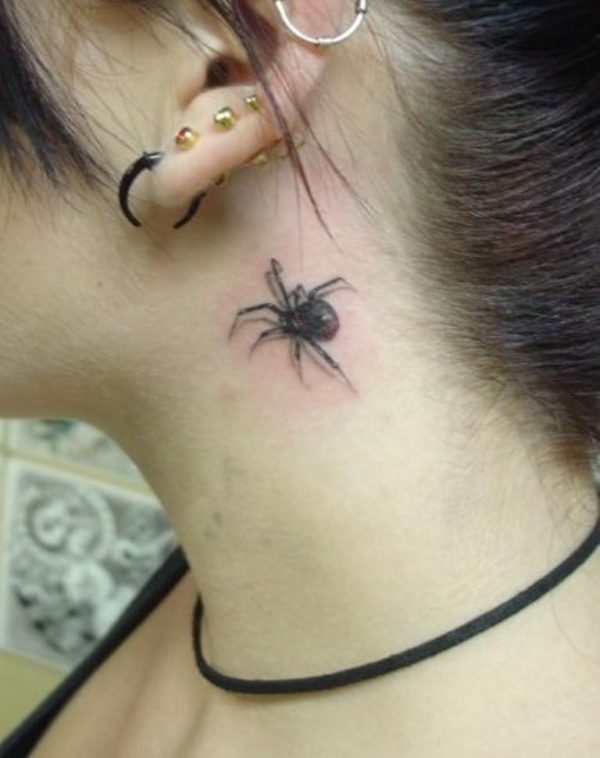 Small Spider Neck Tattoo