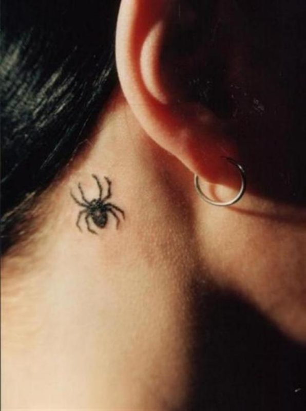 Small Spider Tattoo On Neck