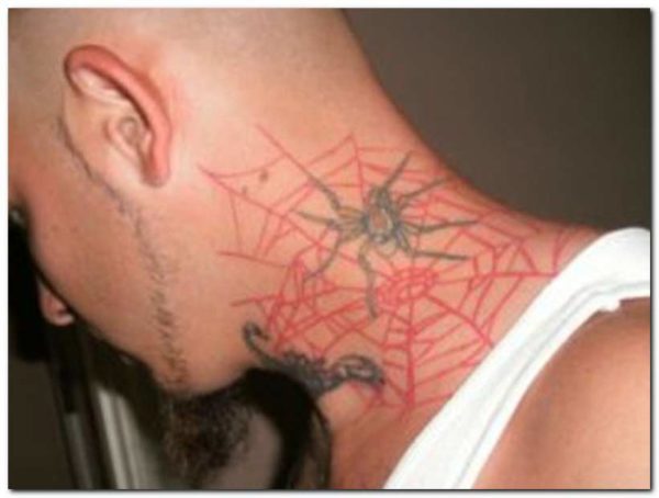 Spider Wed Neck Tattoo