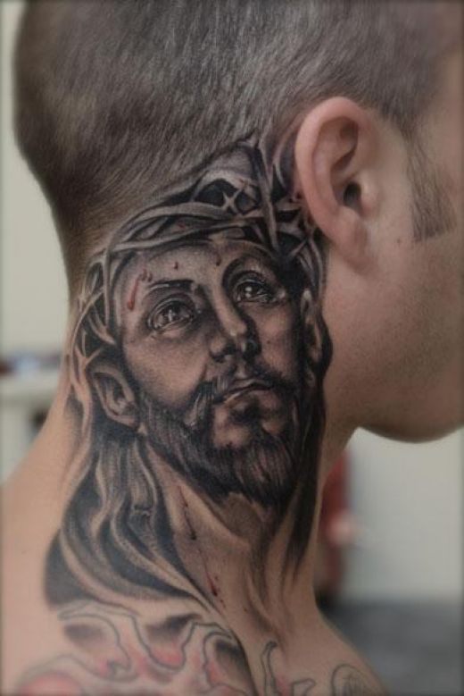 Spiritual Lord Jesus Tattoo On Neck