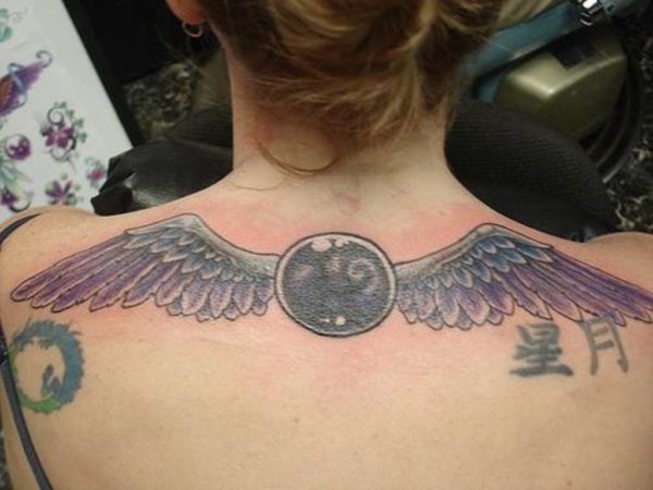 Spread Wings Tattoo On Back Neck