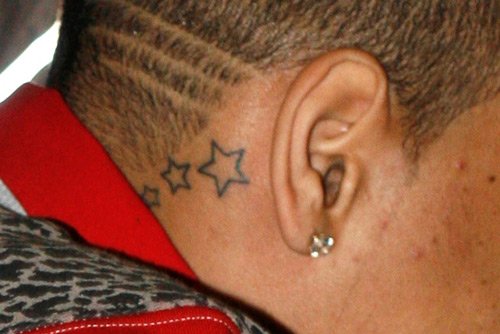 Star Neck Tattoo Behind Ear
