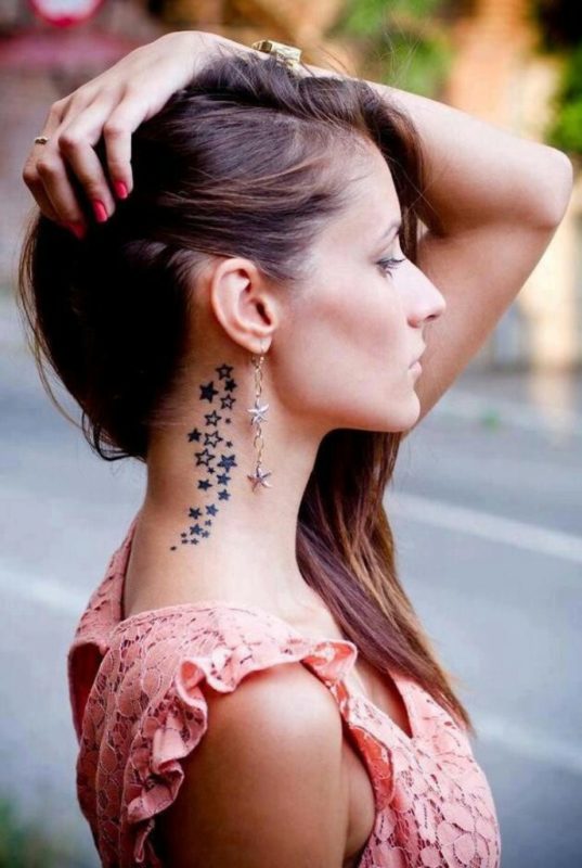 Star Tattoo Design On Neck