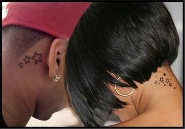 Stars Couple Tattoo On Neck