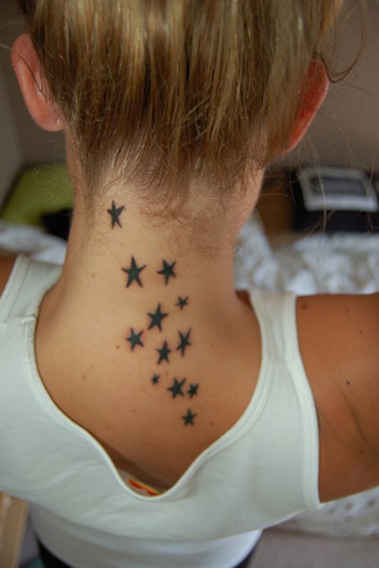 Stars Neck Tattoo Design